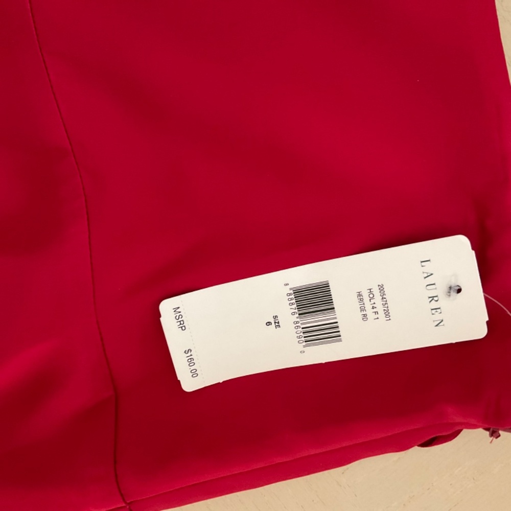 100% Silk Red Skirt Lauren Ralph Lauren Size 6 New - Picture 2 of 11